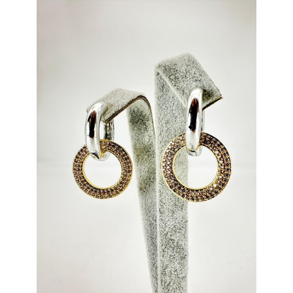 Gümüş Taşlı Sallantılı Küpe